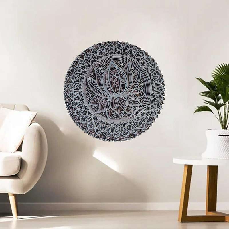 Lotus Flower Mandala-Art Wall, Lotus Flower Mandala Metal Wall Hanging for Room Decoration Bohemian