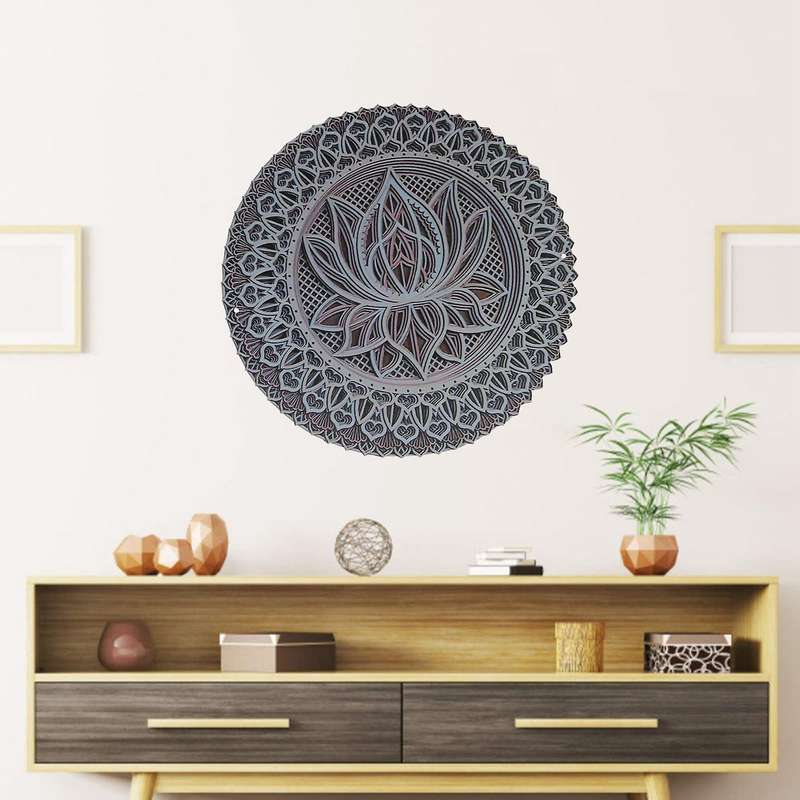 Lotus Flower Mandala-Art Wall, Lotus Flower Mandala Metal Wall Hanging for Room Decoration Bohemian