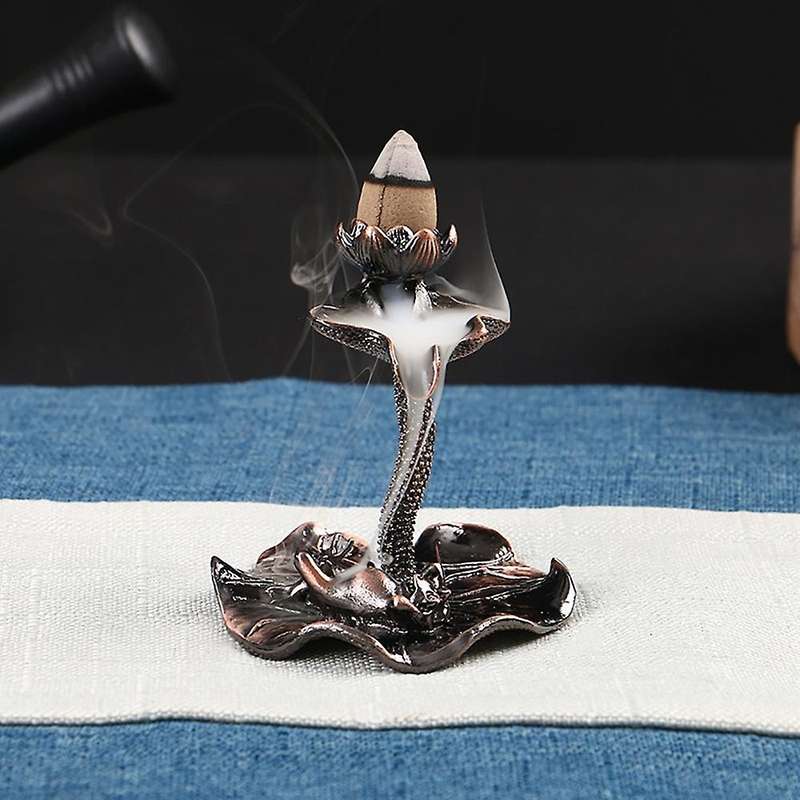Lotus Leaf Back Flow Censer Tower Incense Burner Backflow Censer Aromatherapy Waterfall Censer Bronz
