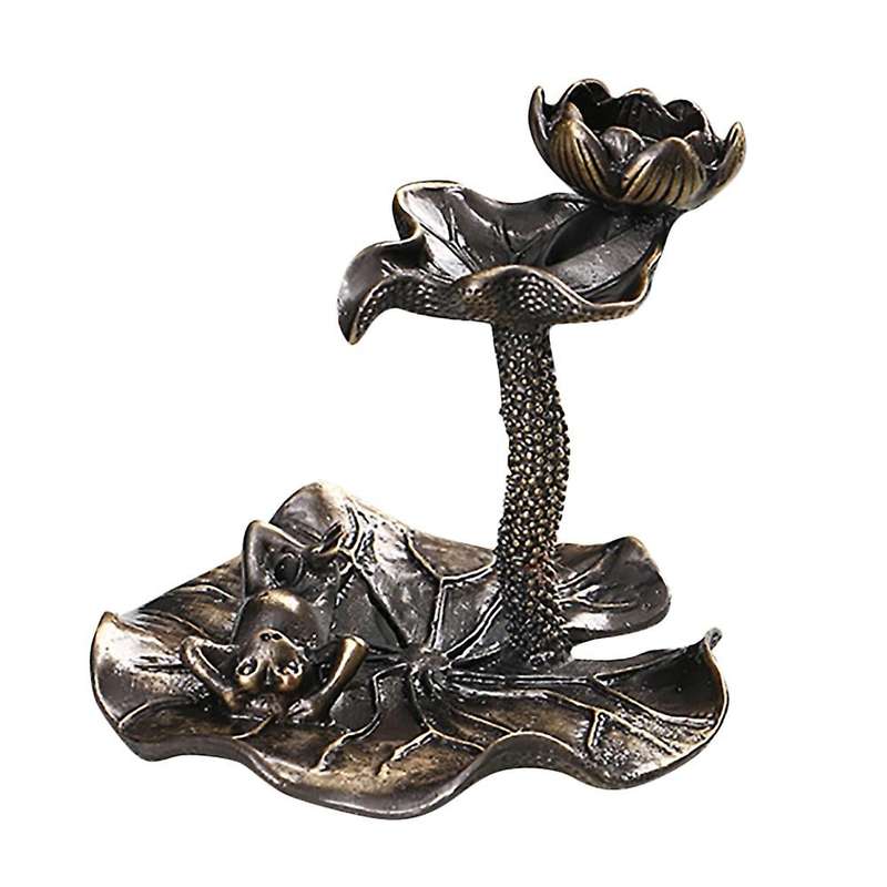 Lotus Leaf Back Flow Censer Tower Incense Burner Backflow Censer Aromatherapy Waterfall Censer Bronz