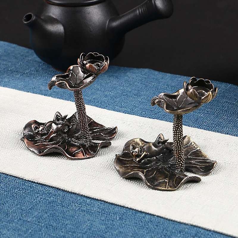 Lotus Leaf Back Flow Censer Tower Incense Burner Backflow Censer Aromatherapy Waterfall Censer Bronz