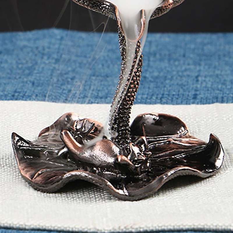Lotus Leaf Back Flow Censer Tower Incense Burner Backflow Censer Aromatherapy Waterfall Censer Bronz