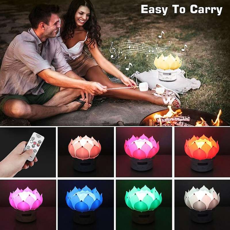 Lotus Flower Night Light USB Interface 7 Colors Bluetooth Speaker Atmosphere Light Room Decorative N