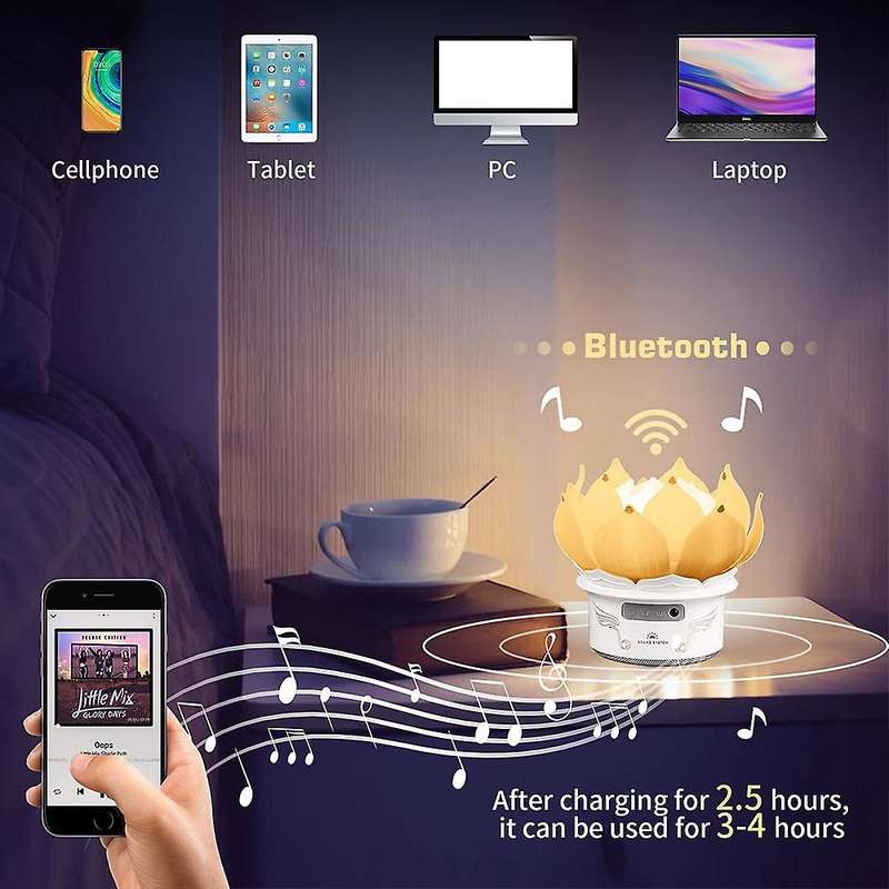 Lotus Flower Night Light USB Interface 7 Colors Bluetooth Speaker Atmosphere Light Room Decorative N