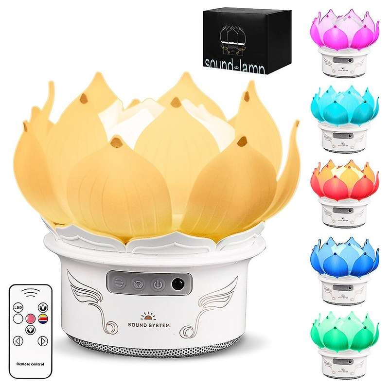 Lotus Flower Night Light USB Interface 7 Colors Bluetooth Speaker Atmosphere Light Room Decorative N