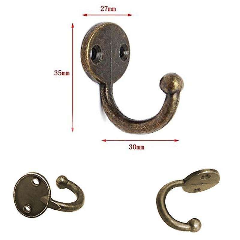 Lot 6pcs Retro Coat Hat Hook Door Wall Hanger Alloy 35 x 30mm -Bronze
