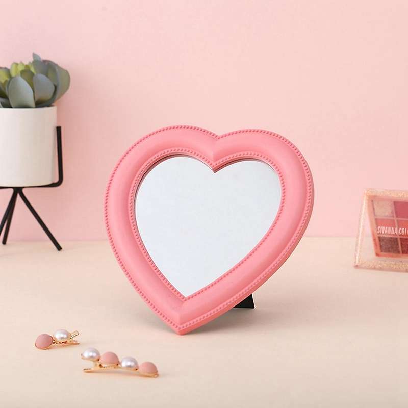 Love Mirror Desktop Makeup Mirror Wall Mounted Dual-Use Vanity Mirror Girl Room Wall Decor Heart-Sha