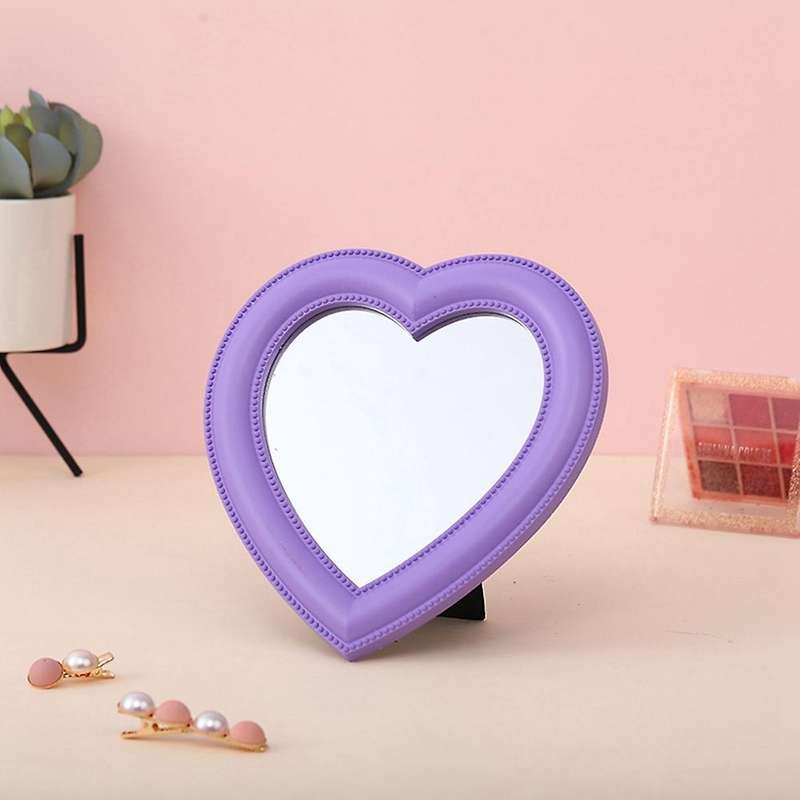 Love Mirror Desktop Makeup Mirror Wall Mounted Dual-Use Vanity Mirror Girl Room Wall Decor Heart-Sha