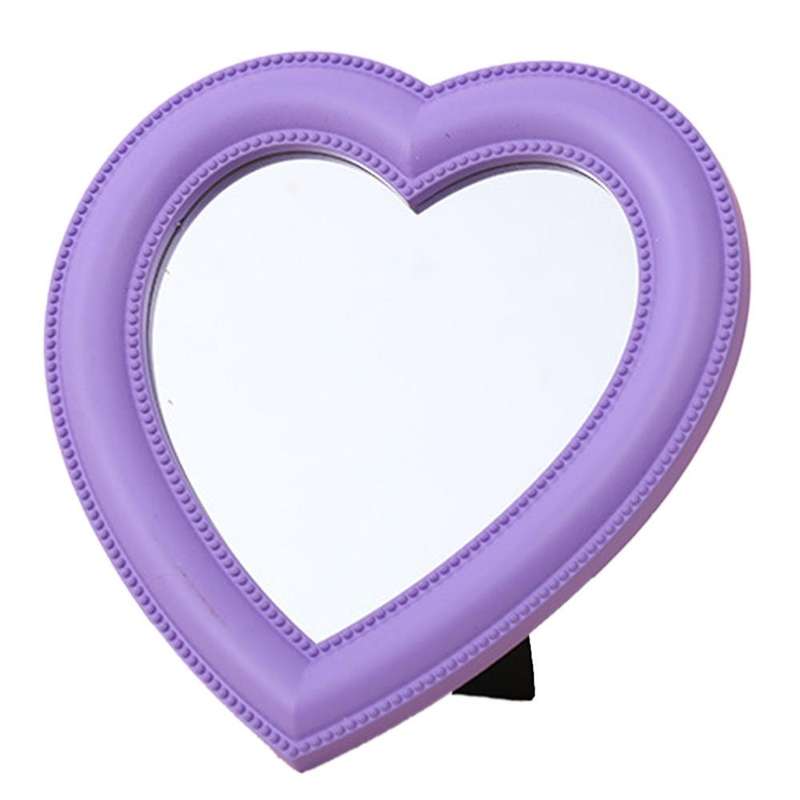 Love Mirror Desktop Makeup Mirror Wall Mounted Dual-Use Vanity Mirror Girl Room Wall Decor Heart-Sha