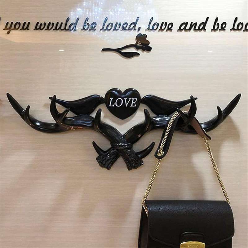 Love Deer Hook, Clothes Hooks for Hanging Bags and Keys without Punching Decorative Hooks, Black