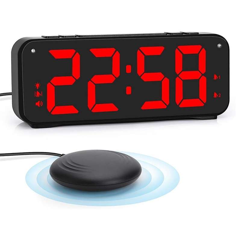 Loud Alarm Clock for Heavy Sleepers Adults,dual Alarm Clock with Bed Shaker,for Bedrooms,6.5in Displ