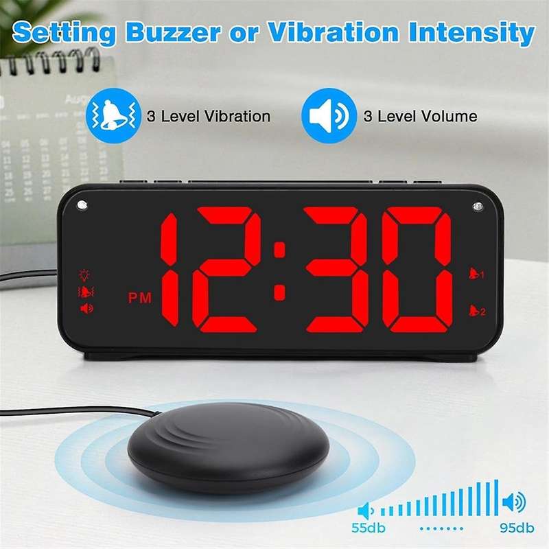 Loud Alarm Clock for Heavy Sleepers Adults,dual Alarm Clock with Bed Shaker,for Bedrooms,6.5in Displ