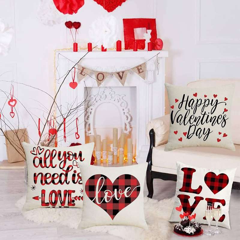 Love and Letters Pillowcase Romantic Valentines Day Gift Wedding Decor Party Home Pillow Cases Linen