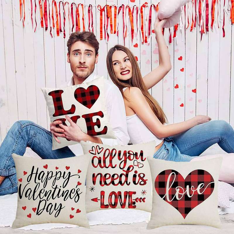 Love and Letters Pillowcase Romantic Valentines Day Gift Wedding Decor Party Home Pillow Cases Linen