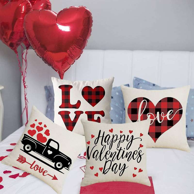 Love and Letters Pillowcase Romantic Valentines Day Gift Wedding Decor Party Home Pillow Cases Linen