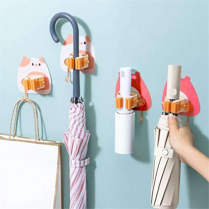 Lovely Bear Mop Holder Hook Included, Strong Load Capacity, Waterproof, Easy Installation, Multicol