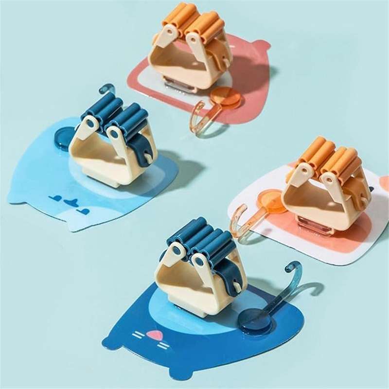 Lovely Bear Mop Holder Hook Included, Strong Load Capacity, Waterproof, Easy Installation, Multicol