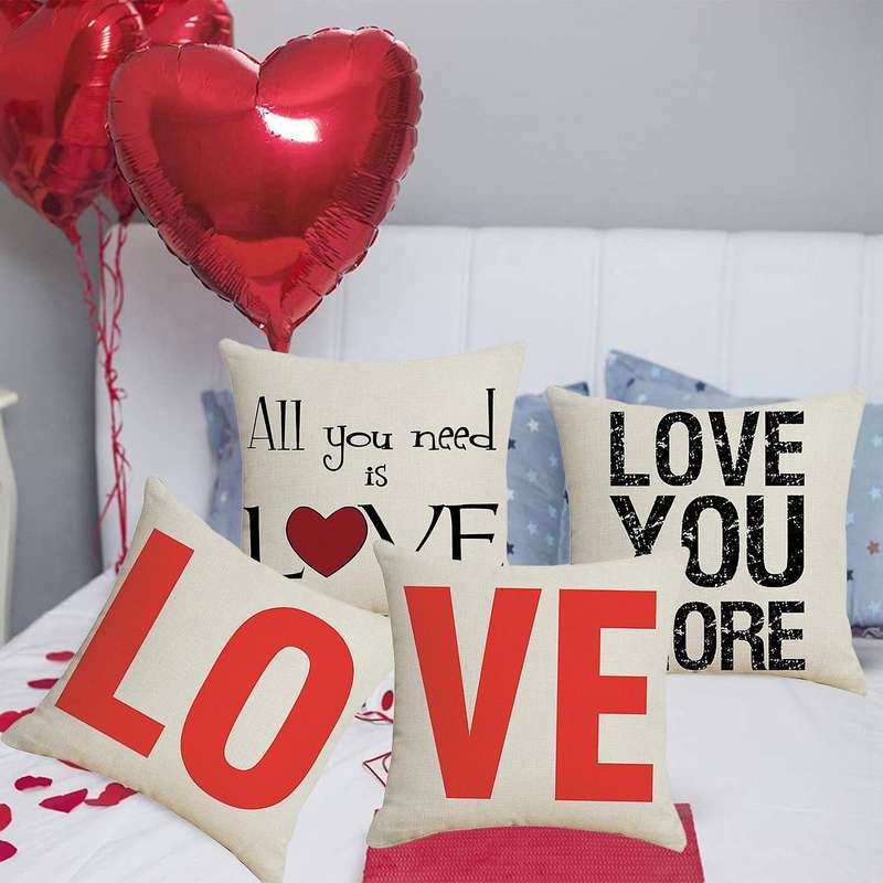 LOVE YOU MORE Valentine's Day Pillowcase Decor Wedding Party Home Linen Cushion Cover for Sofa Car G