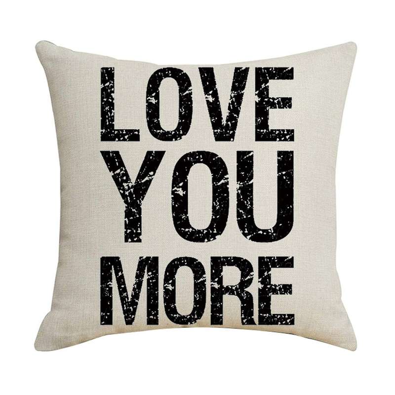 LOVE YOU MORE Valentine's Day Pillowcase Decor Wedding Party Home Linen Cushion Cover for Sofa Car G