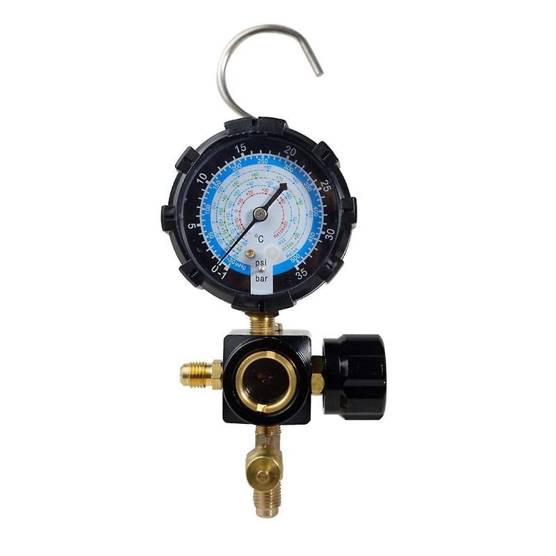 Low Side Pressure Gauge R410A R22 R404A Single Manifold Gauge with Control Valve for Air Condition R