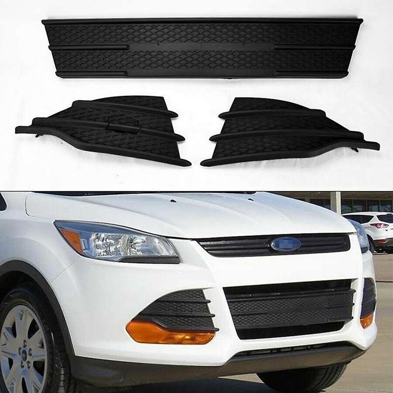 Lower Grille for Escape 2013-2016 Front Bumper Grill + Fog Light Covers 3Pcs CJ5Z17K945AA CJ5Z17E811
