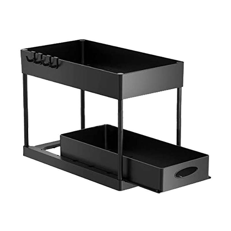Lower Sliding Cabinet Basket Organizer, 2nd Floor Locker Lower Bathroom Sink Storage Box