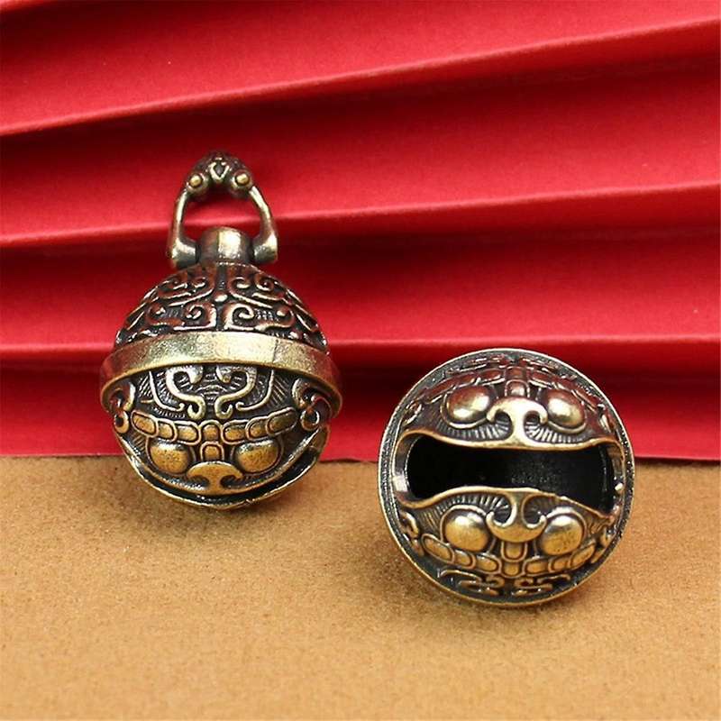 Lucky Brass Handicraft Drop Bell Key Car Button Wind Bell Bronze Bell, Gift Feng Shui Home Pendant