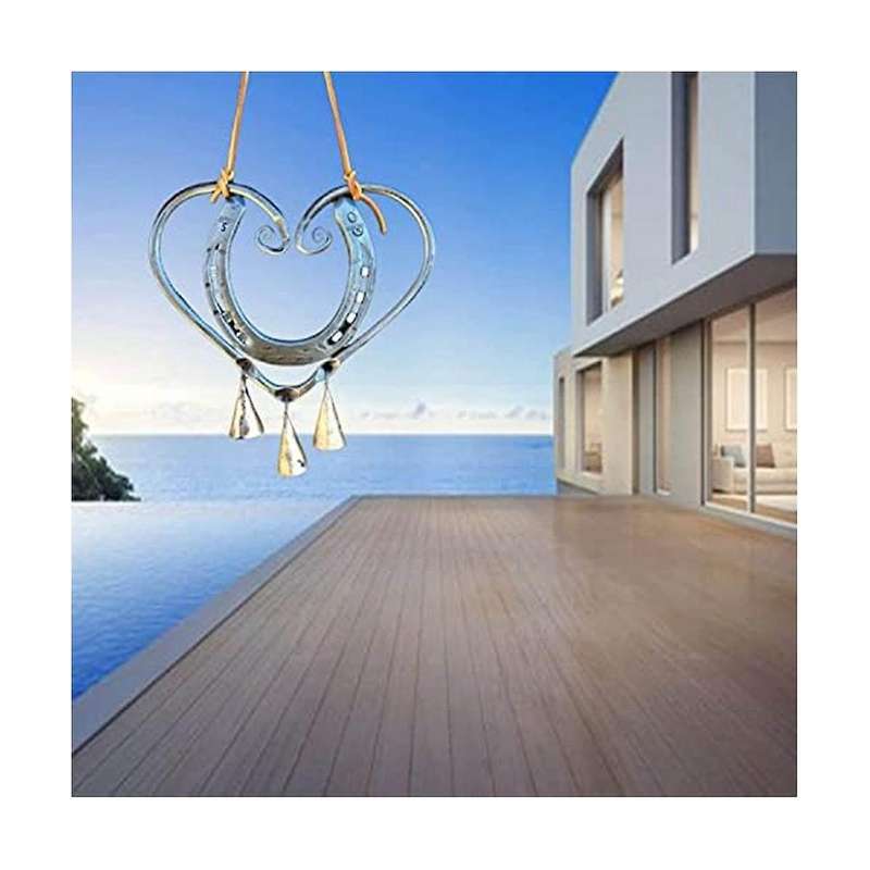 Lucky Love Wind Chime, Metal Heart-shaped Horseshoe Wind Chimes, Love Wind Chimes, Garden Home Decor