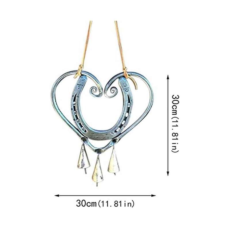 Lucky Love Wind Chime, Metal Heart-shaped Horseshoe Wind Chimes, Love Wind Chimes, Garden Home Decor