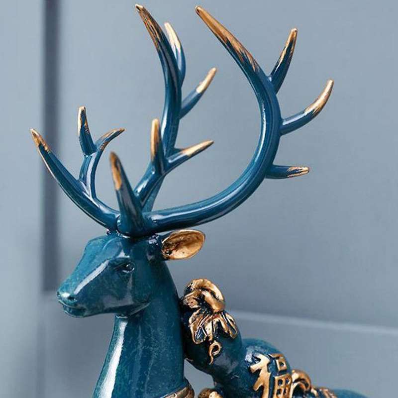 Lucky Deer Resin Sculpture Desktop Decoration Statue Home Gift Room Decoration Living Room 2PCS Whit