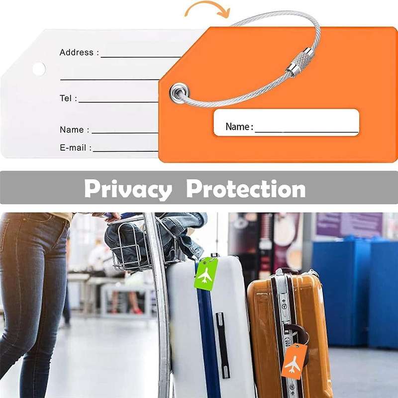 Luggage Tag, 6 Pack Silicone Luggage Tags for Suitcases with , Baggage Handbag Tag Holder Set with N