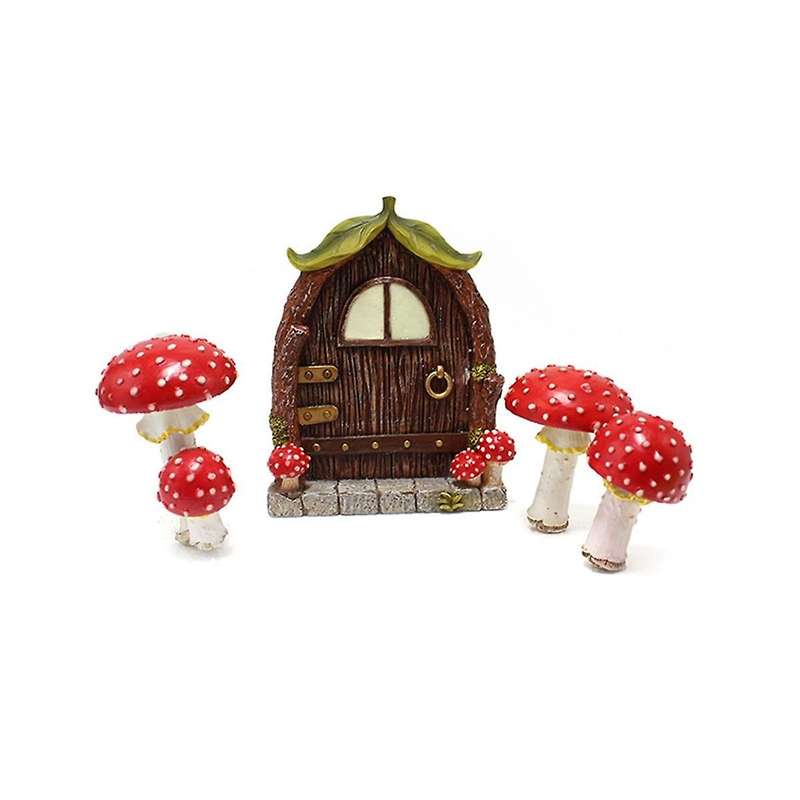 Luminous Mushroom Door Window Ornament Yard Art Sculpture Statues Outdoor Home Decor Resin Garden De