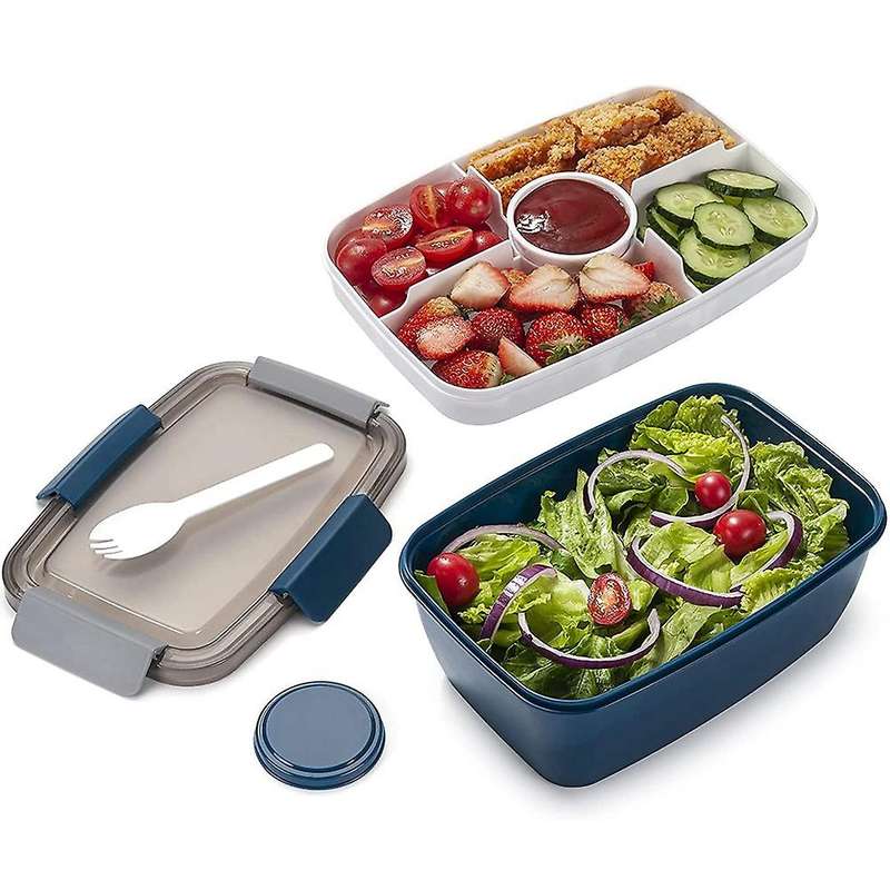 Lunch Container to Go, 2000ml Salad Bowls with 4 Compartments