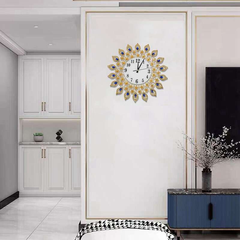 Luxury Artificial Crystal Diamond Wall Clock Metal Living Room Wall Clock Home Art Decoration (#1 G