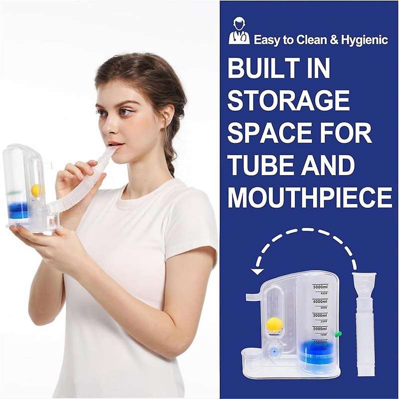 Lung Exerciser Device, Breathing Trainer - 5000ML Inhale Volume Measurement, Equipped with Ball Flow