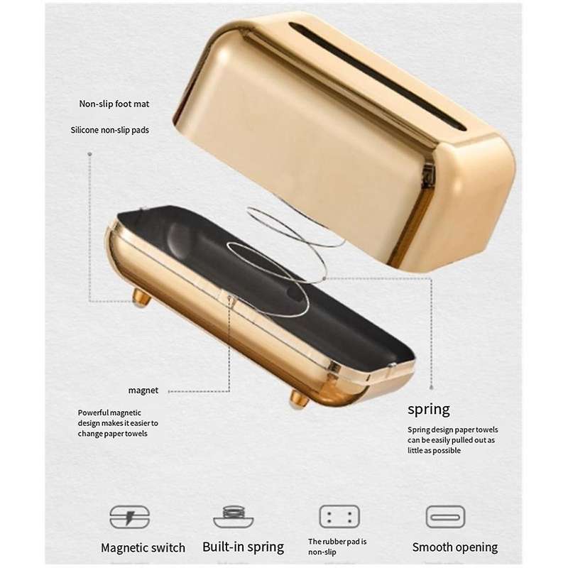 Luxury Silver Tissue Boxes Storage Napkin Holder Paper Case Organizer Ornament Craft Desktop