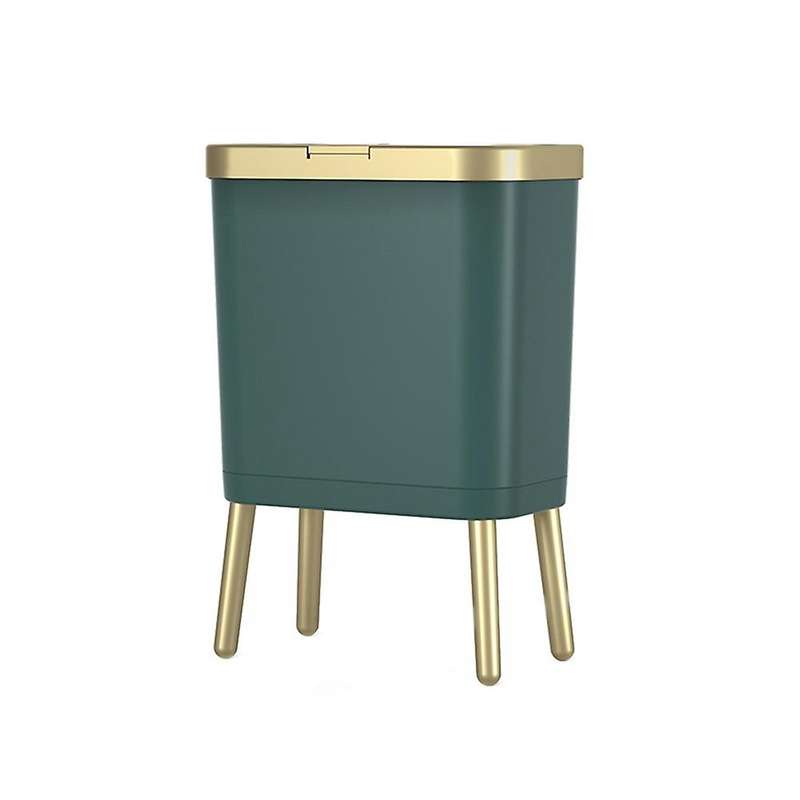 Luxury Fashion White Gold Trash Can 15L Large-Capacity with Lid Dustbin Living Room Sofa Side High F