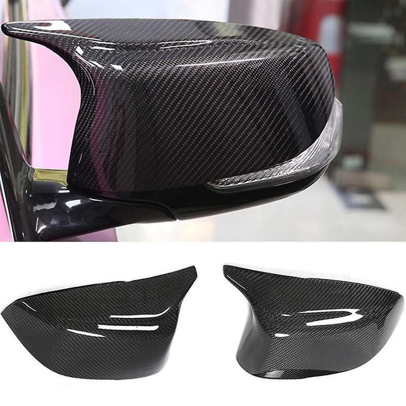 M Style 2X Side Mirror Cover Cap Carbon Fiber Look Rear View Mirror Shell Case for Q50 Q60 QX30 Q70