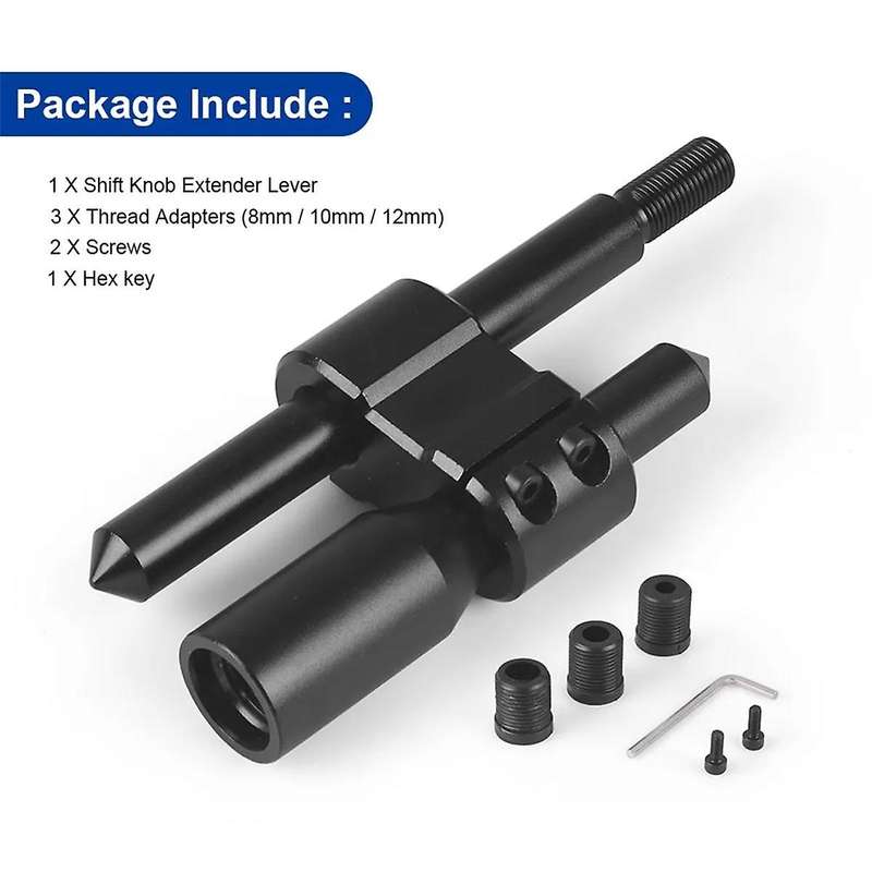 M10x1.5 Aluminum Car H Type Shift Knob Extension Adjustable Extender Gear Shifter with Three Adapter