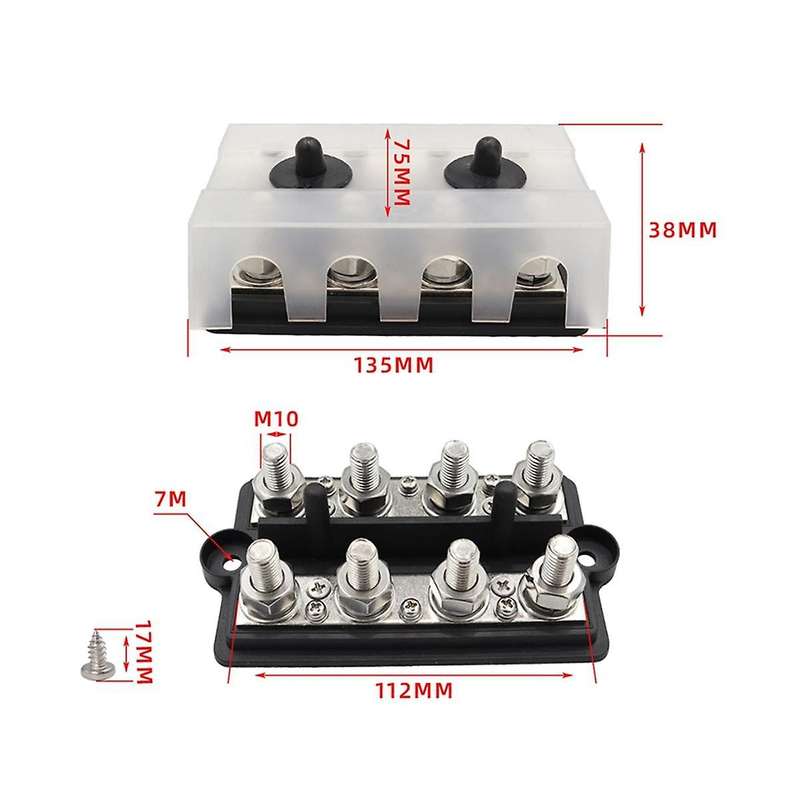 M10busbar Box Board Double Row 4-terminal Circuit Current Busbar Cable Box Power Box Parts Are Suita