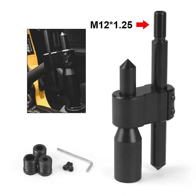 M12x1.25 Aluminum Car H Type Shift Knob Extension Adjustable Extender Gear Shifter with Three Adapte