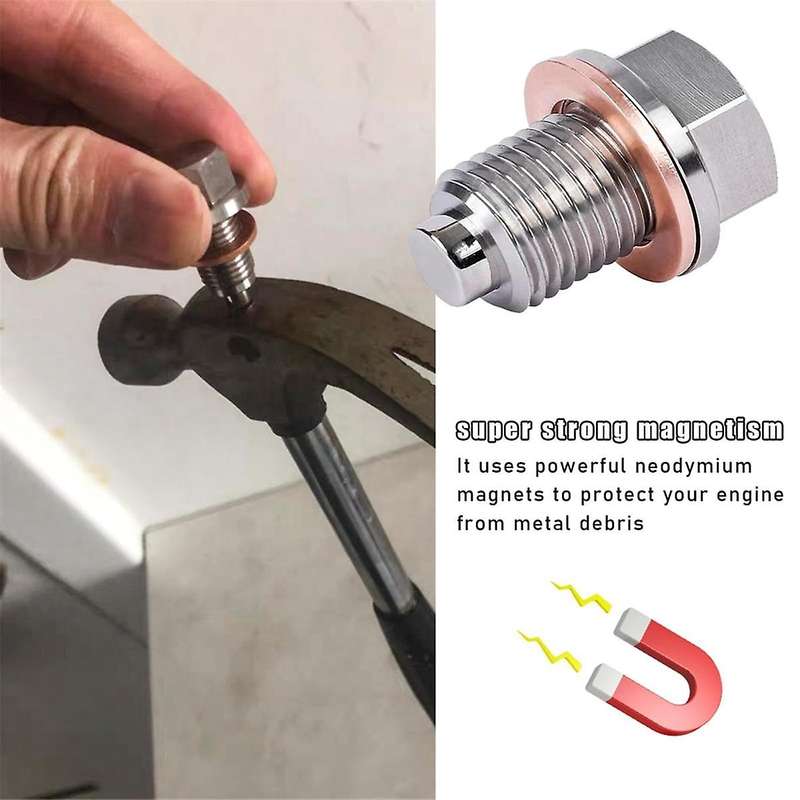 M14 X 1.5 Magnetic Oil Drain Plug, Sump Drain Nut Bolt with 5 Crush Washer Gaskets,Leak-Proof Oil D