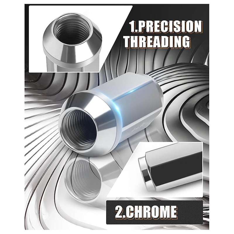 M14x1.5 Wheel Lug Nuts for 2500 3500, 32Pcs 14mm-1.5 Closed End Chrome Lug Nuts Fit