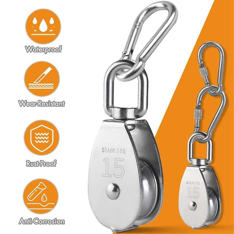 M20 Stainless Steel Pulley System Kit-Heavy-Duty Pulley Wheel, Pulley Block with Nylon Rope 4MM, Hoo