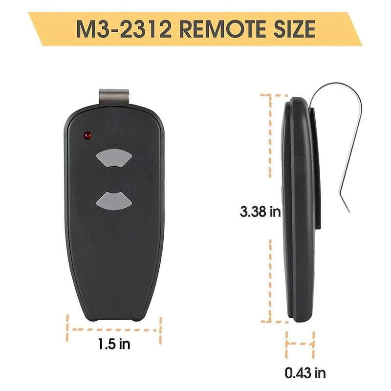 M3-2312 315 MHz 2-Button Garage Door Opener Remote for M4500E, M4700E, DC3700, DC2500, 1 PCS