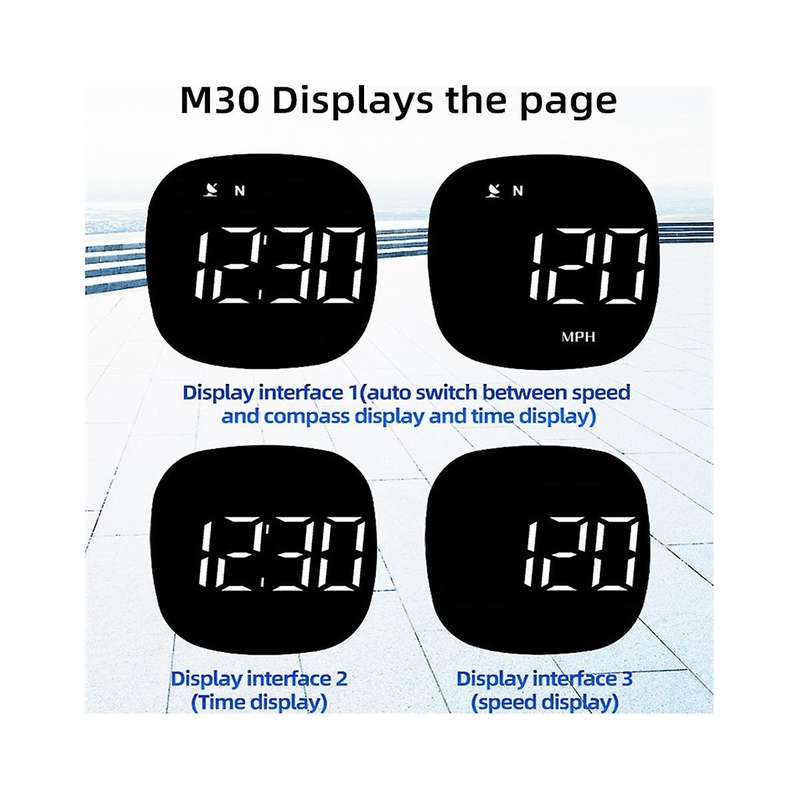M30 Universal Hud Gps Speedometer Car Clock Electronic Compass Green Light Fatigue Driving Reminder