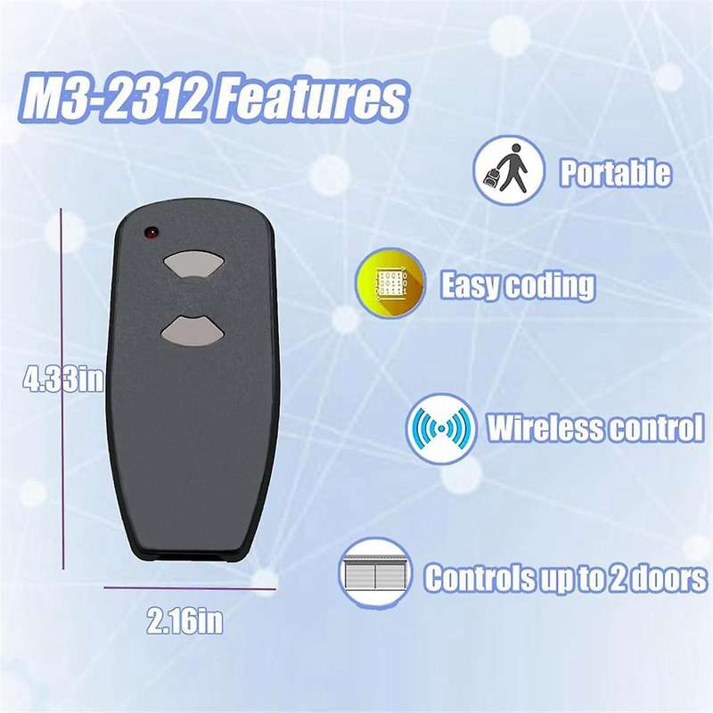 M3-2312 Garage Remote Compatible with 315MHZ Remote,2 Keys Garage Door Remote Controller,(Pack of 2)
