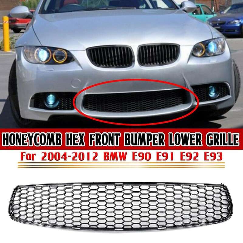 M3 Style Car Front Bumper Lower Grille Grill Cover Honeycomb Mesh Racing Grills Trim for E90 E91 E92