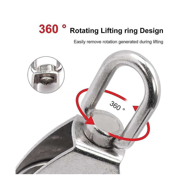 M50 Single Pulley Snatch Block Lifting Crane Heavy Duty Swivel Hook 304 Stainless Steel, 3/8in Rope,