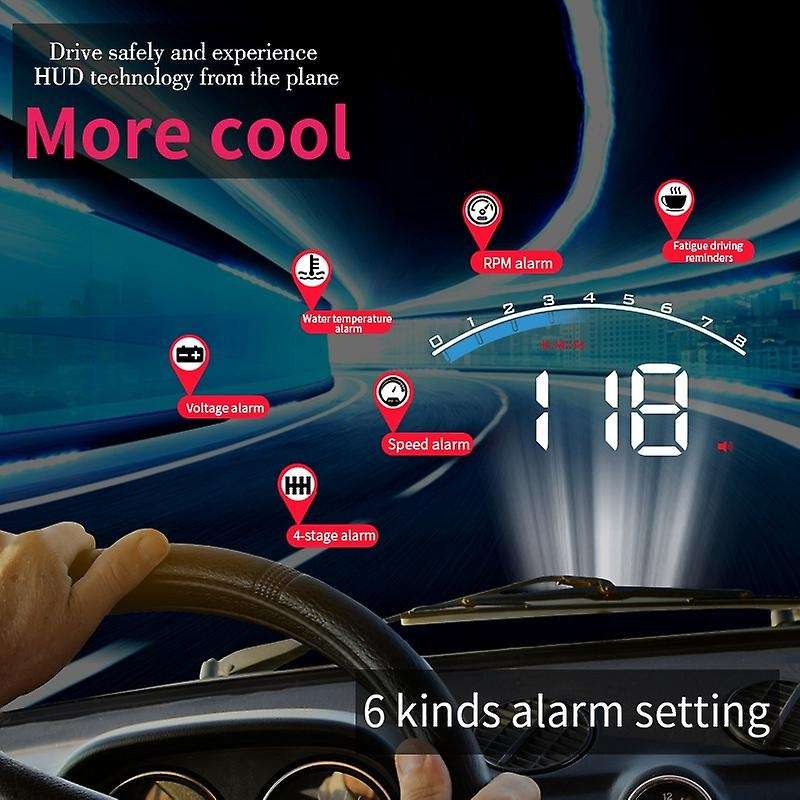 M6S 3.5 HUD Head-Up Display Car-Styling Hud Display Overspeed Warning Windshield Projector Alarm Sys